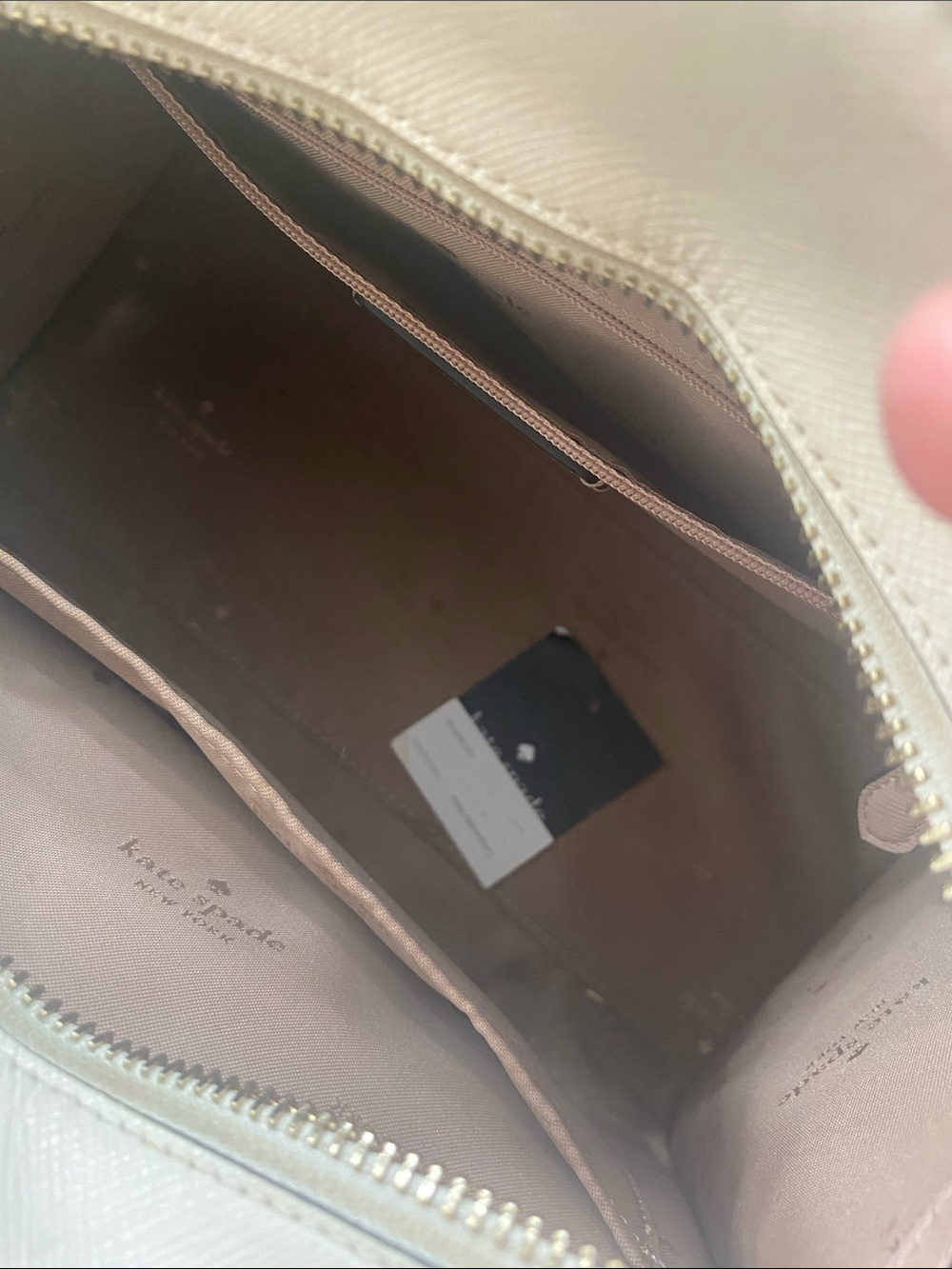 kate spade Two-Tone Cream & Beige Satchel with Black Handles - Picture 5 of 8